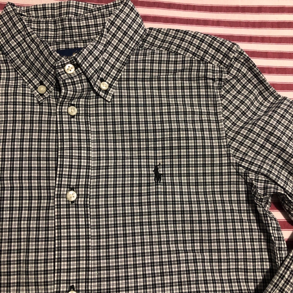 Ralph Lauren Black and White Plaid Button-Down Shirt